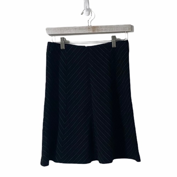 INC Black with Teal Pinstripes Short A-Line Skirt - Picture 1 of 6